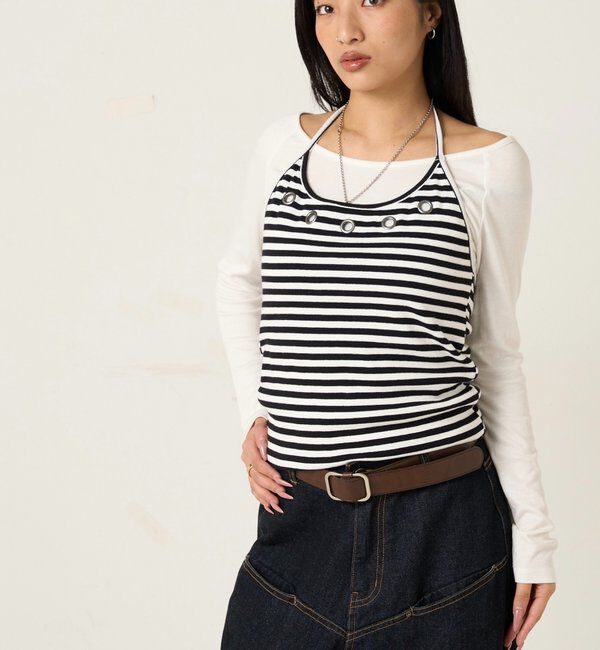  「アイレットホルターレイヤードトップス」|Tシャツ・カットソー|