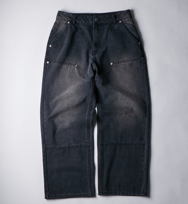  「KOOKY'Nダブルニー切り替えデニム」|デニム|ブラック