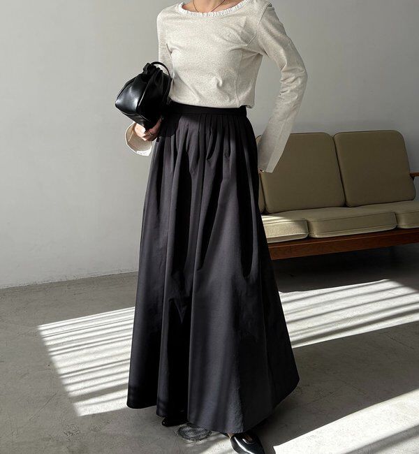  「【低身長サイズあり】タックフレアスカート」|スカート|