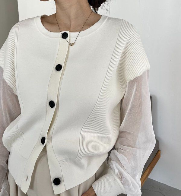  「【WEB限定カラー・ピンク】シアースリーブショートカーディガン」|カーディガン|