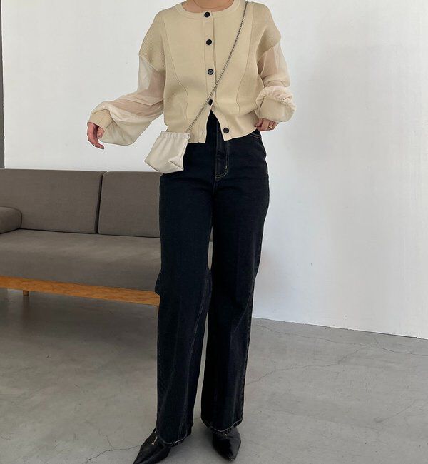  「【WEB限定カラー・ピンク】シアースリーブショートカーディガン」|カーディガン|