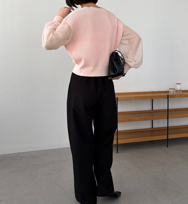  「【WEB限定カラー・ピンク】シアースリーブショートカーディガン」|カーディガン|