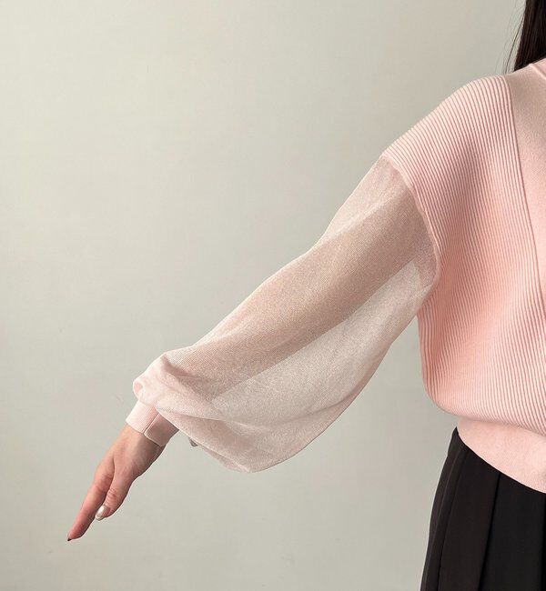  「【WEB限定カラー・ピンク】シアースリーブショートカーディガン」|カーディガン|