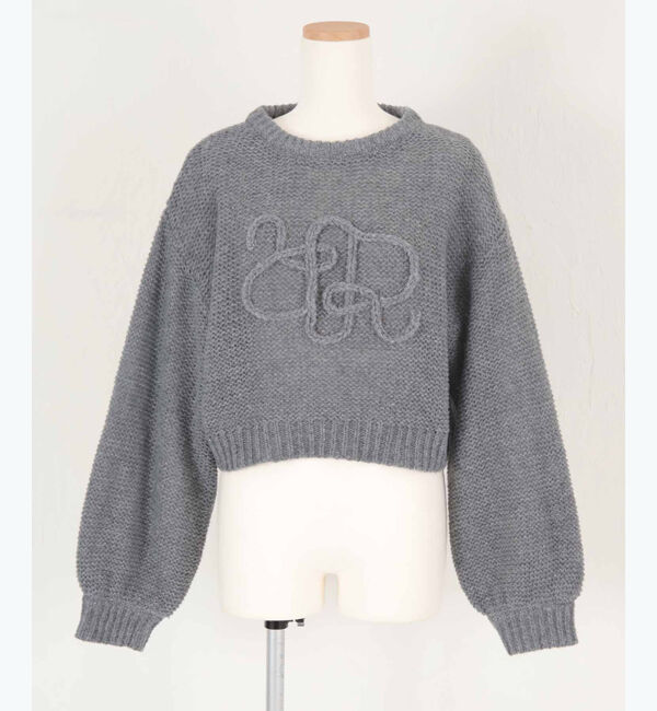 titivate「透かし編み刺繍クロップドプルオーバー」|ニット・セーター|