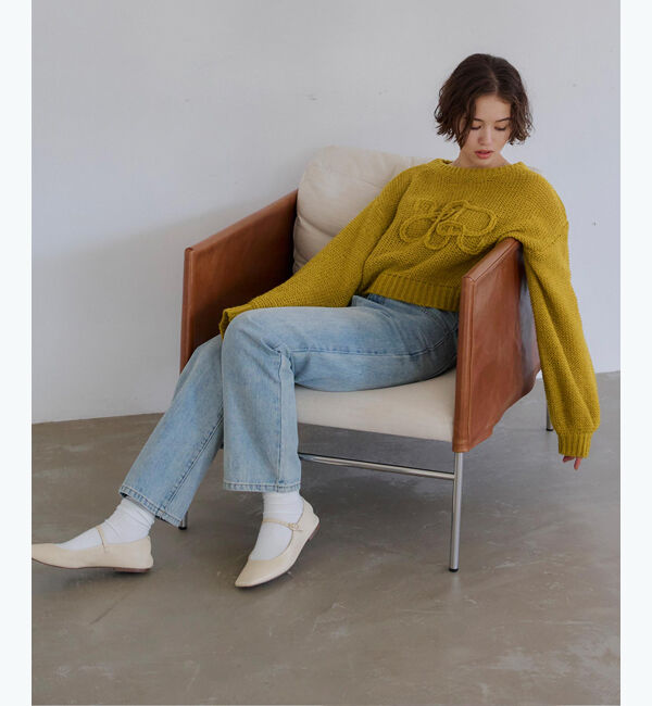 titivate「透かし編み刺繍クロップドプルオーバー」|ニット・セーター|