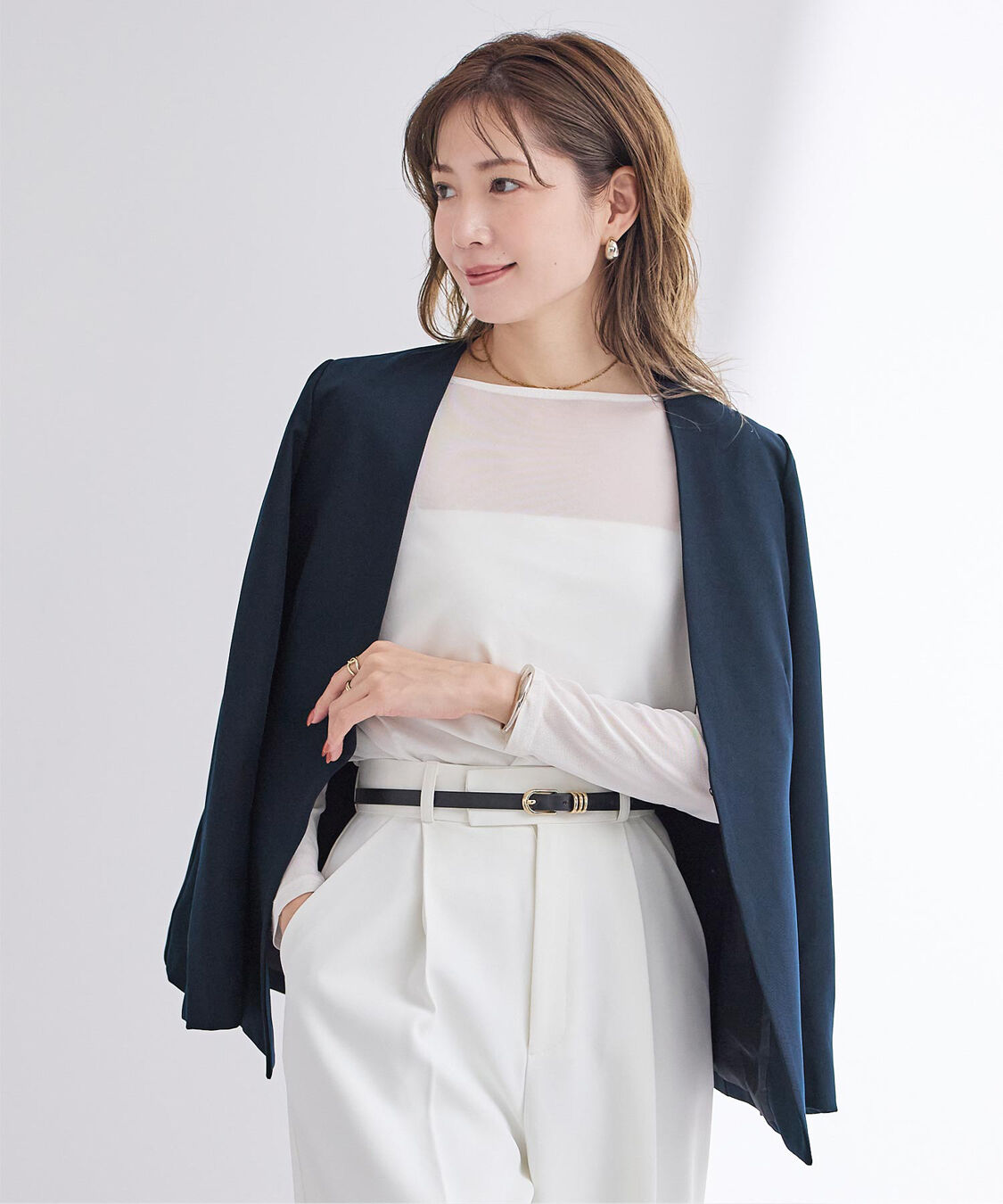 ur's「ベーシックカラーレスジャケット」|ノーカラージャケット|