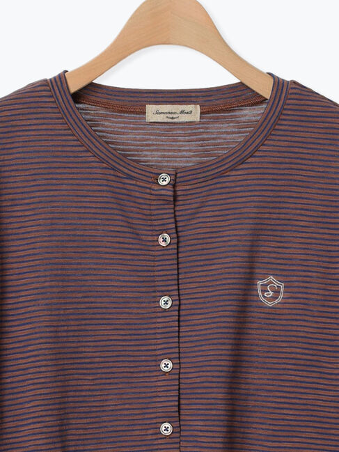 Samansa Mos2「ワンポイント刺繍シアーボーダーカーディガン」|カーディガン|