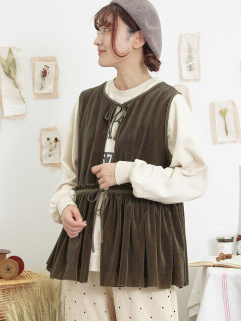 Samansa Mos2「透けベロア前後2WAYベスト」|ダウンベスト・ベスト|