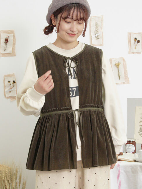 Samansa Mos2「透けベロア前後2WAYベスト」|ダウンベスト・ベスト|