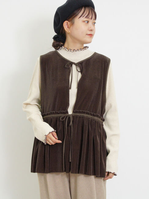 Samansa Mos2「透けベロア前後2WAYベスト」|ダウンベスト・ベスト|