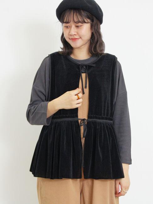 Samansa Mos2「透けベロア前後2WAYベスト」|ダウンベスト・ベスト|