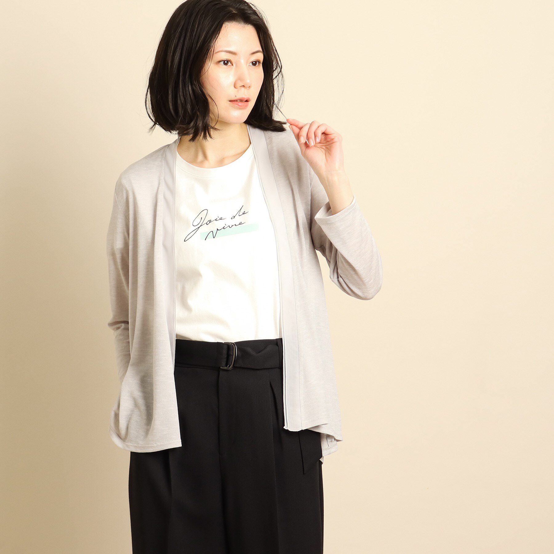 COUP DE CHANCE「【日本製/洗える】着流しジャージカーディガン」|カーディガン|ライトグレー(011