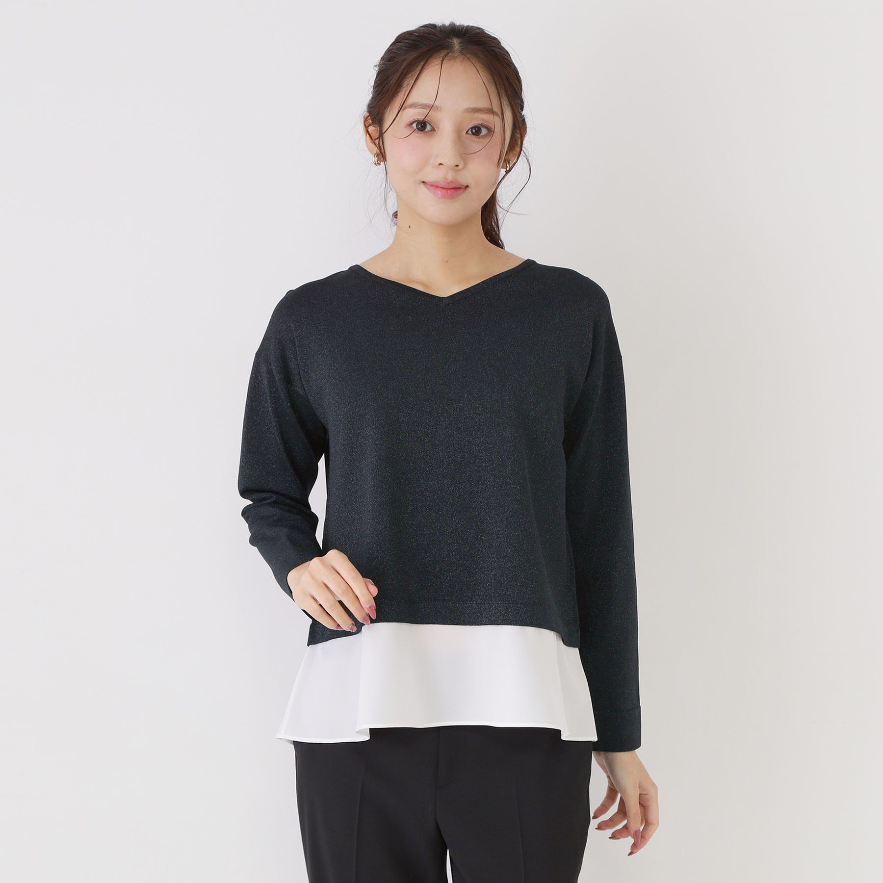 COUP DE CHANCE「【洗える】レイヤード風デザインのニットトップス」|ニット・セーター|