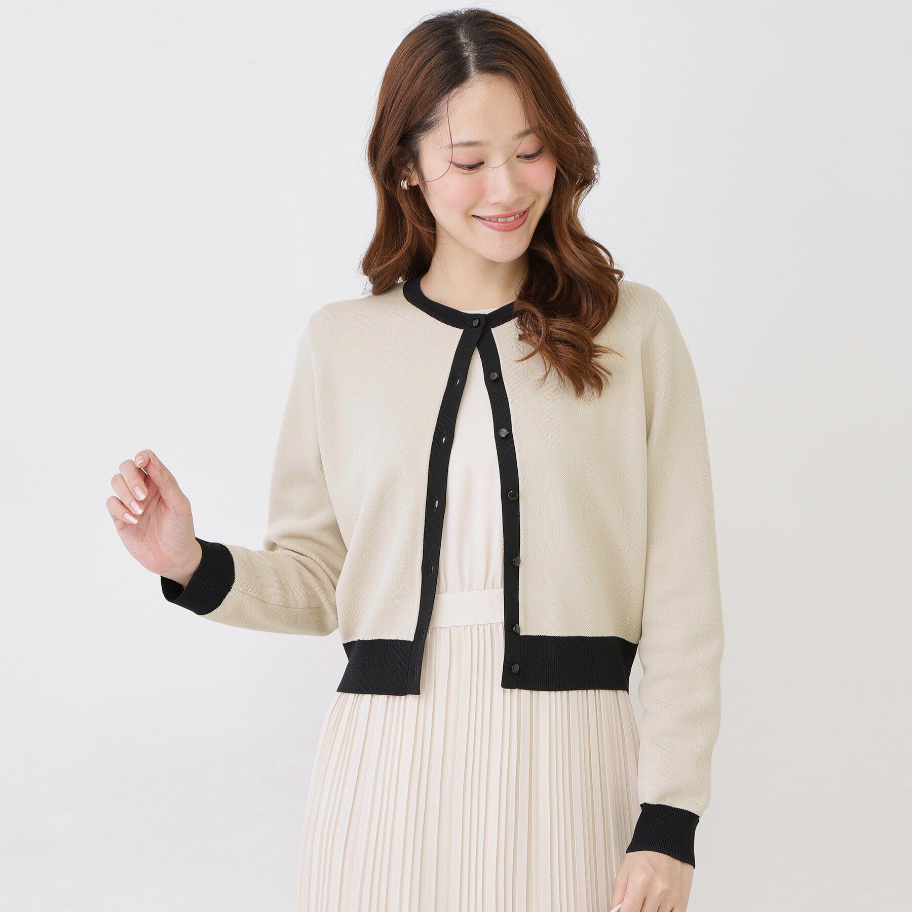 COUP DE CHANCE「【手洗い可／幾何柄／無地あり】短め丈カーディガン」|カーディガン|