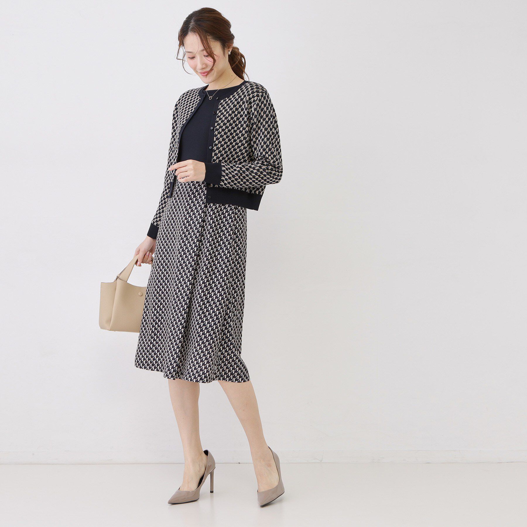 COUP DE CHANCE「【手洗い可／幾何柄／無地あり】短め丈カーディガン」|カーディガン|