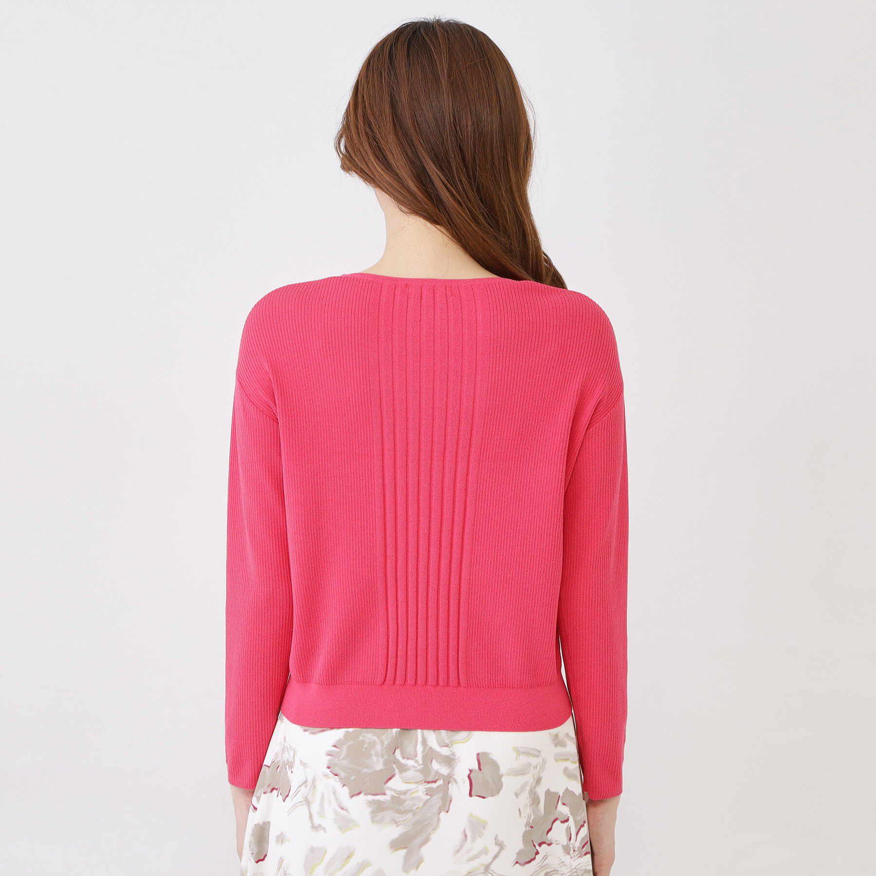 COUP DE CHANCE「【手洗い可／9分袖丈】リブ風ラインのニットトップス」|ニット・セーター|