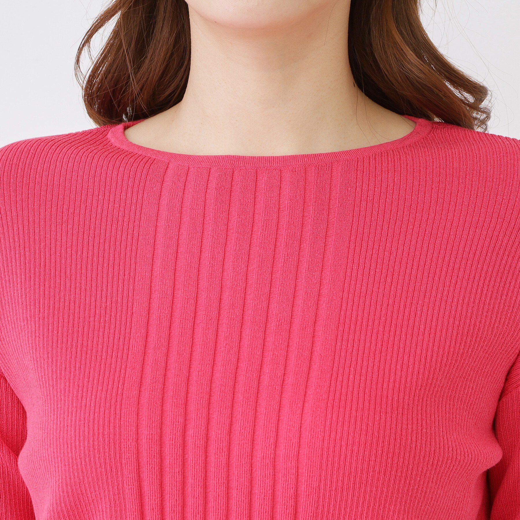 COUP DE CHANCE「【手洗い可／9分袖丈】リブ風ラインのニットトップス」|ニット・セーター|