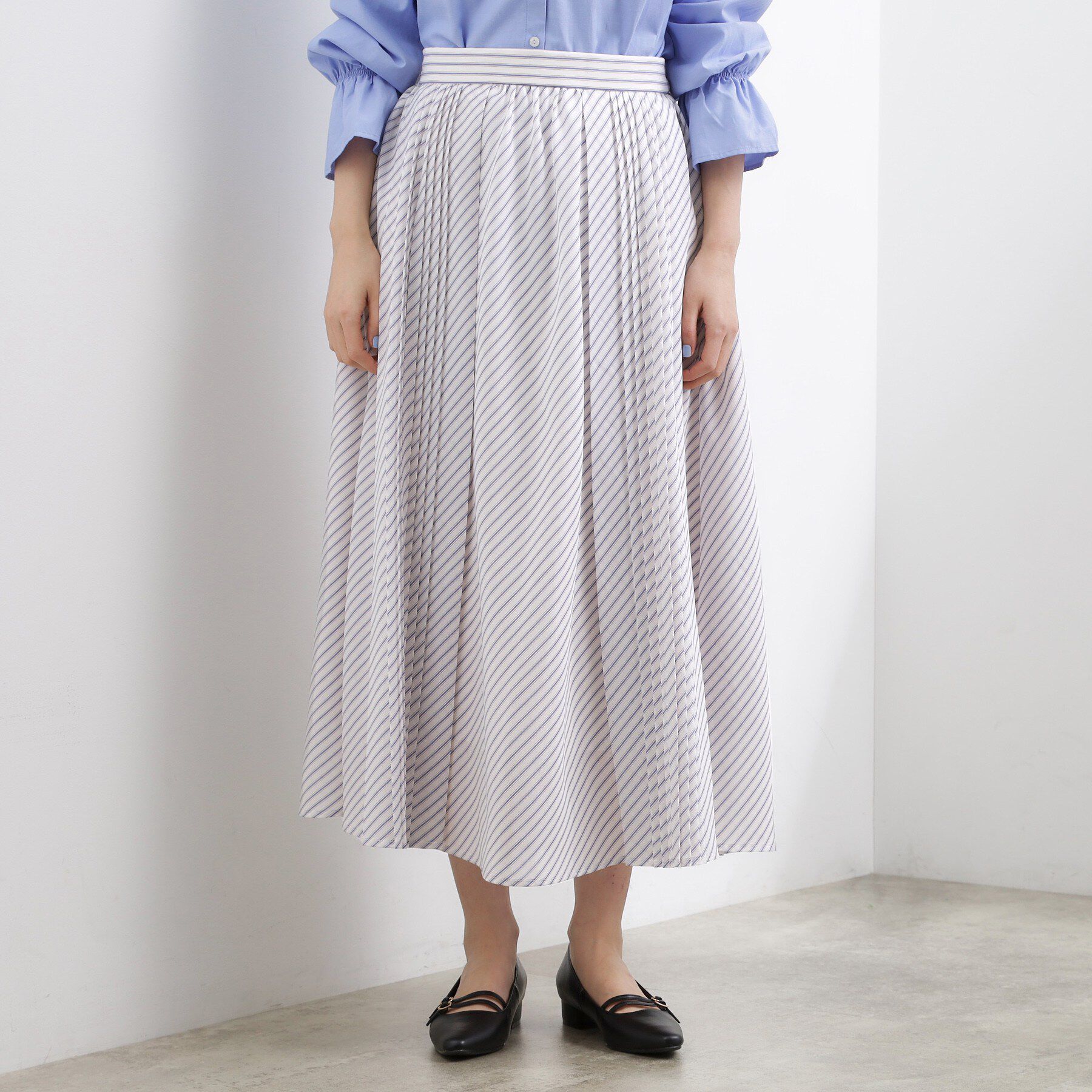 grove「動くたびに表情が生まれる　軽やかストライププリーツスカート」|スカート|
