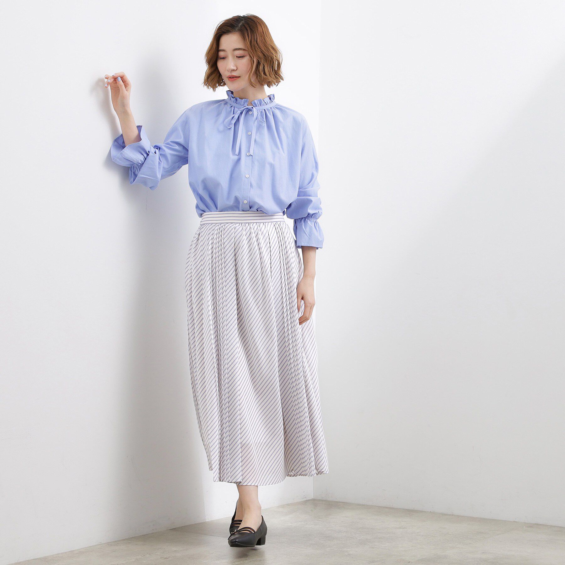 grove「動くたびに表情が生まれる　軽やかストライププリーツスカート」|スカート|