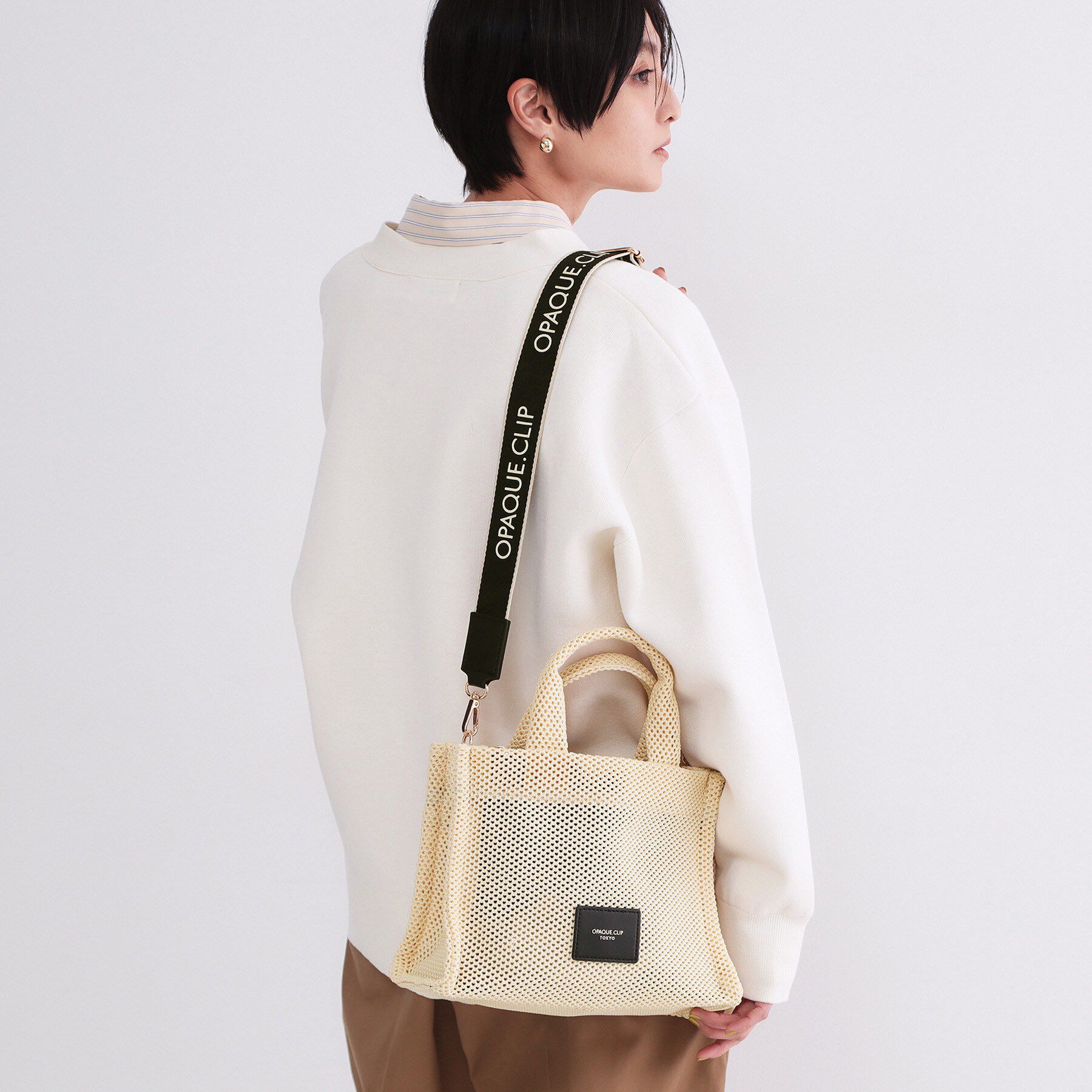 OPAQUE.CLIP「メッシュスクエアミドルトートバッグ【2WAY】」|トートバッグ|