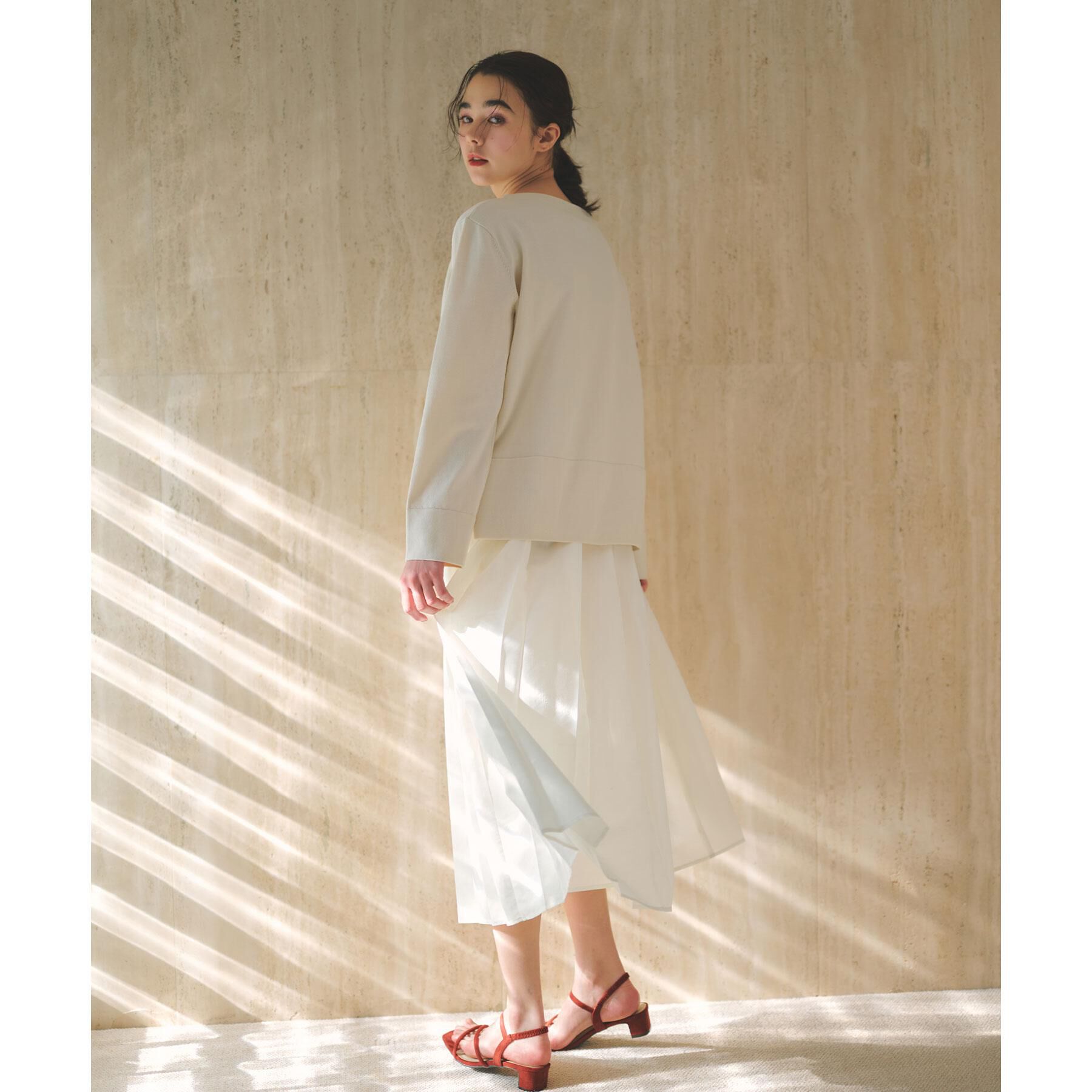 OPAQUE.CLIP「UV リラクシーボートネックニット／オーガニックコットン混【洗濯機OK】《5col》」|ニット・セーター|