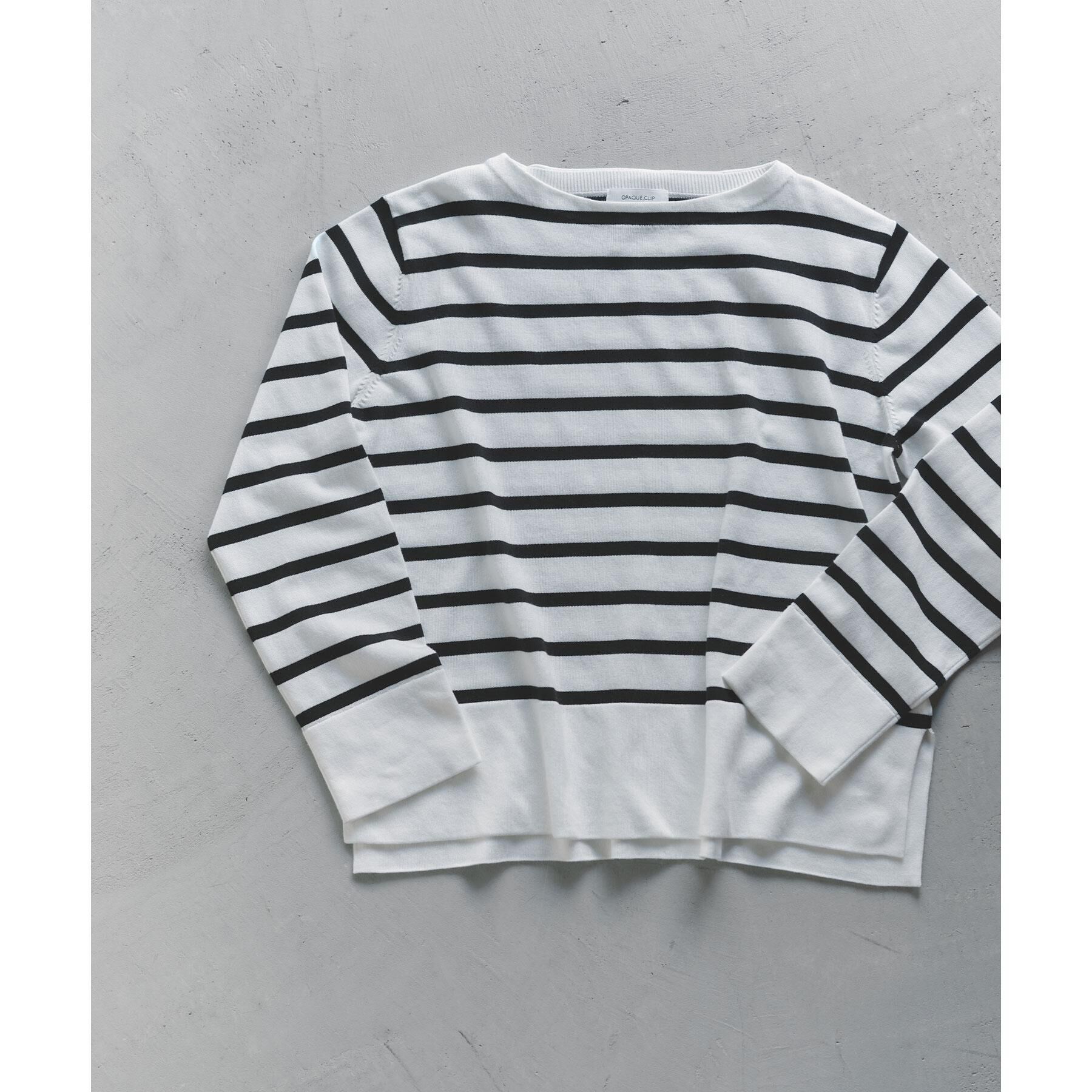 OPAQUE.CLIP「UV リラクシーボートネックニット／オーガニックコットン混【洗濯機OK】《5col》」|ニット・セーター|