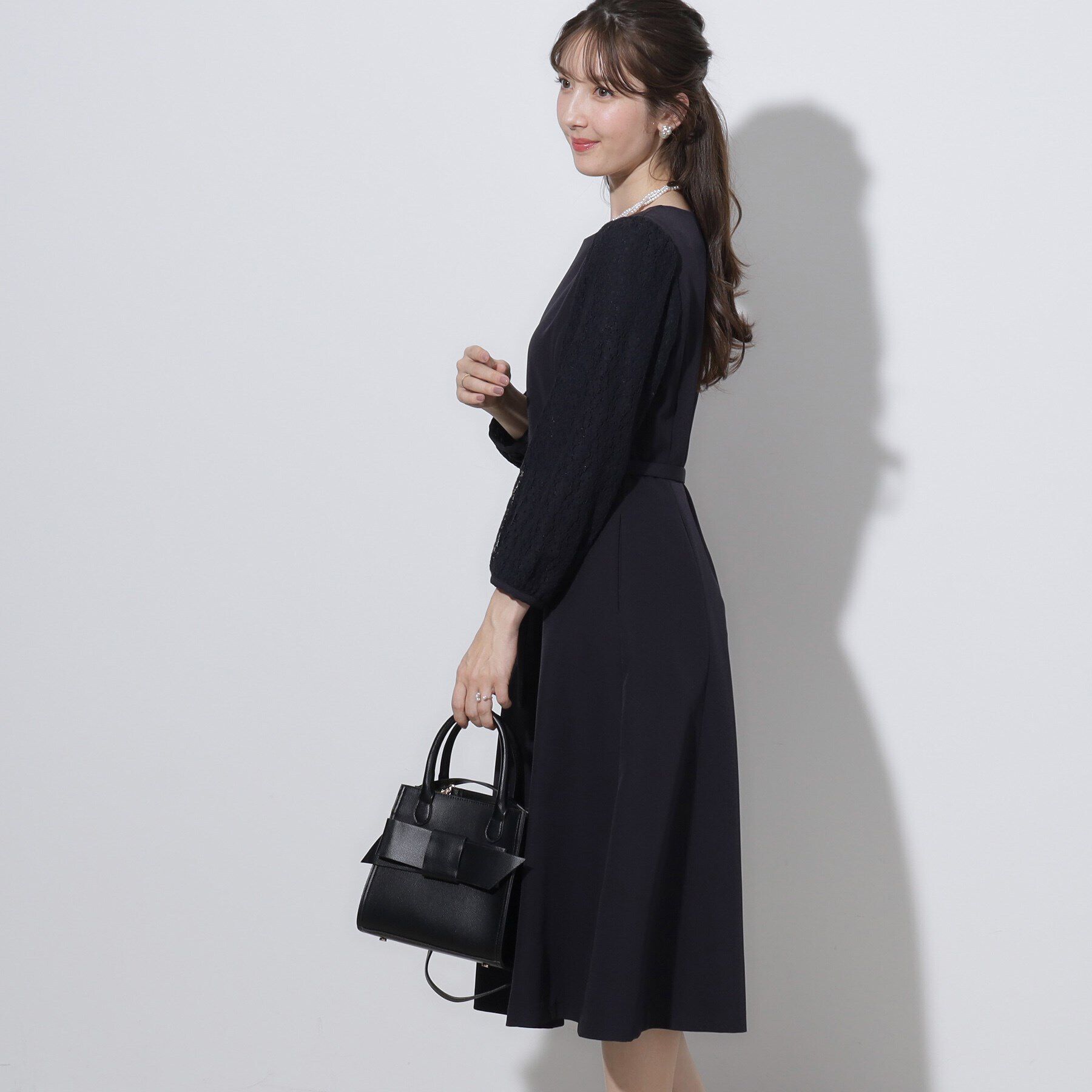 Couture broach「【セレモニーシーン・おでかけにも】袖レースAラインワンピース」|ワンピース|