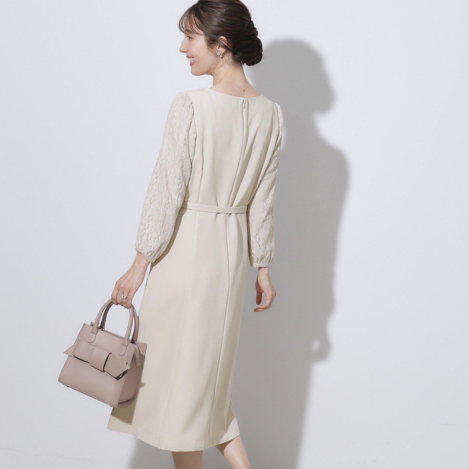 Couture broach「【セレモニーシーン・おでかけにも】袖レースAラインワンピース」|ワンピース|