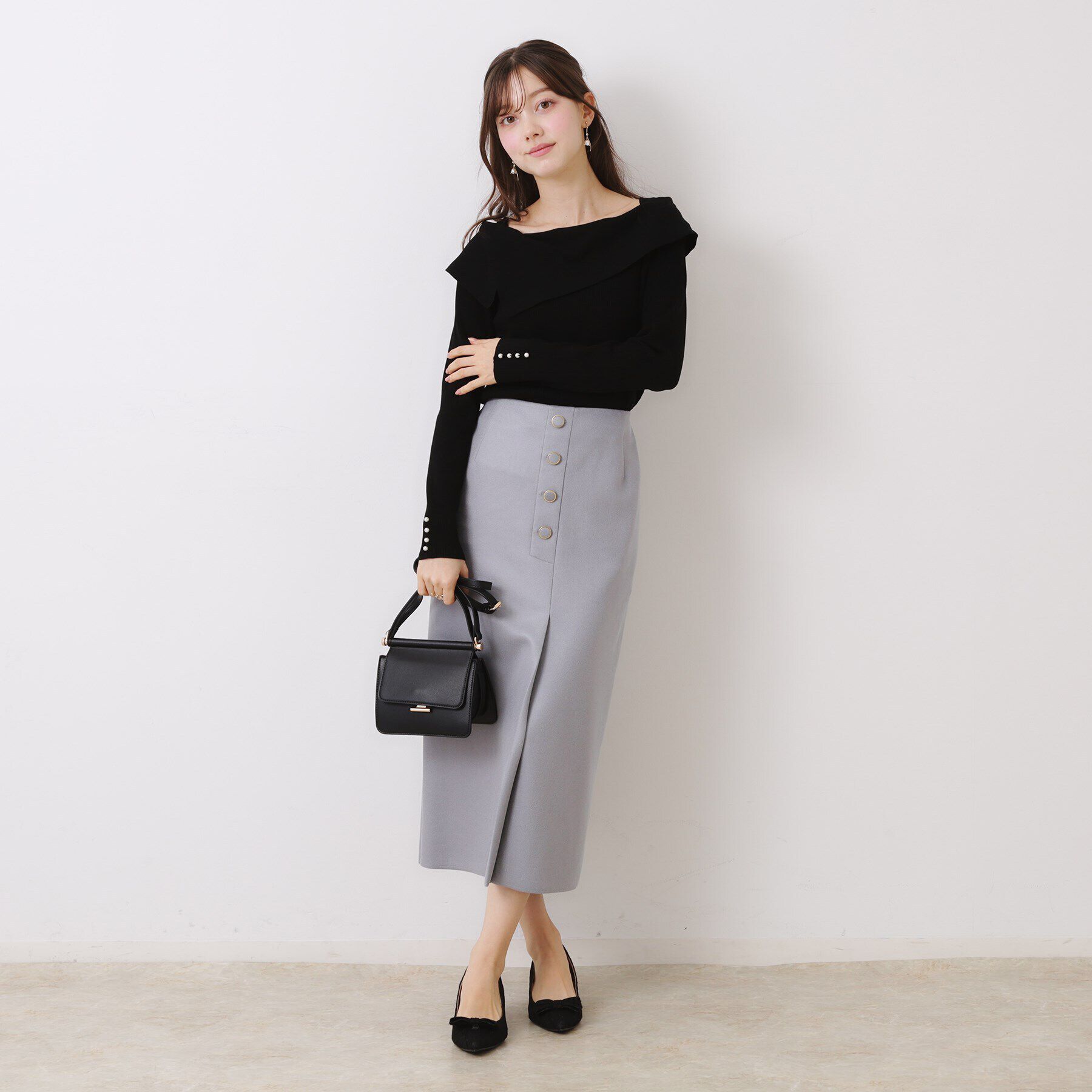 Couture broach「【華奢見え・フェミニン】変形カラーリブニット」|ニット・セーター|