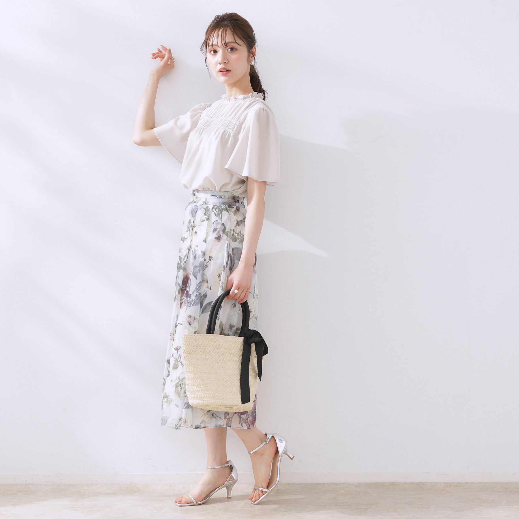 Couture broach「【二の腕カバー・通勤】シャーリングシアーブラウス」|シャツ・ブラウス|