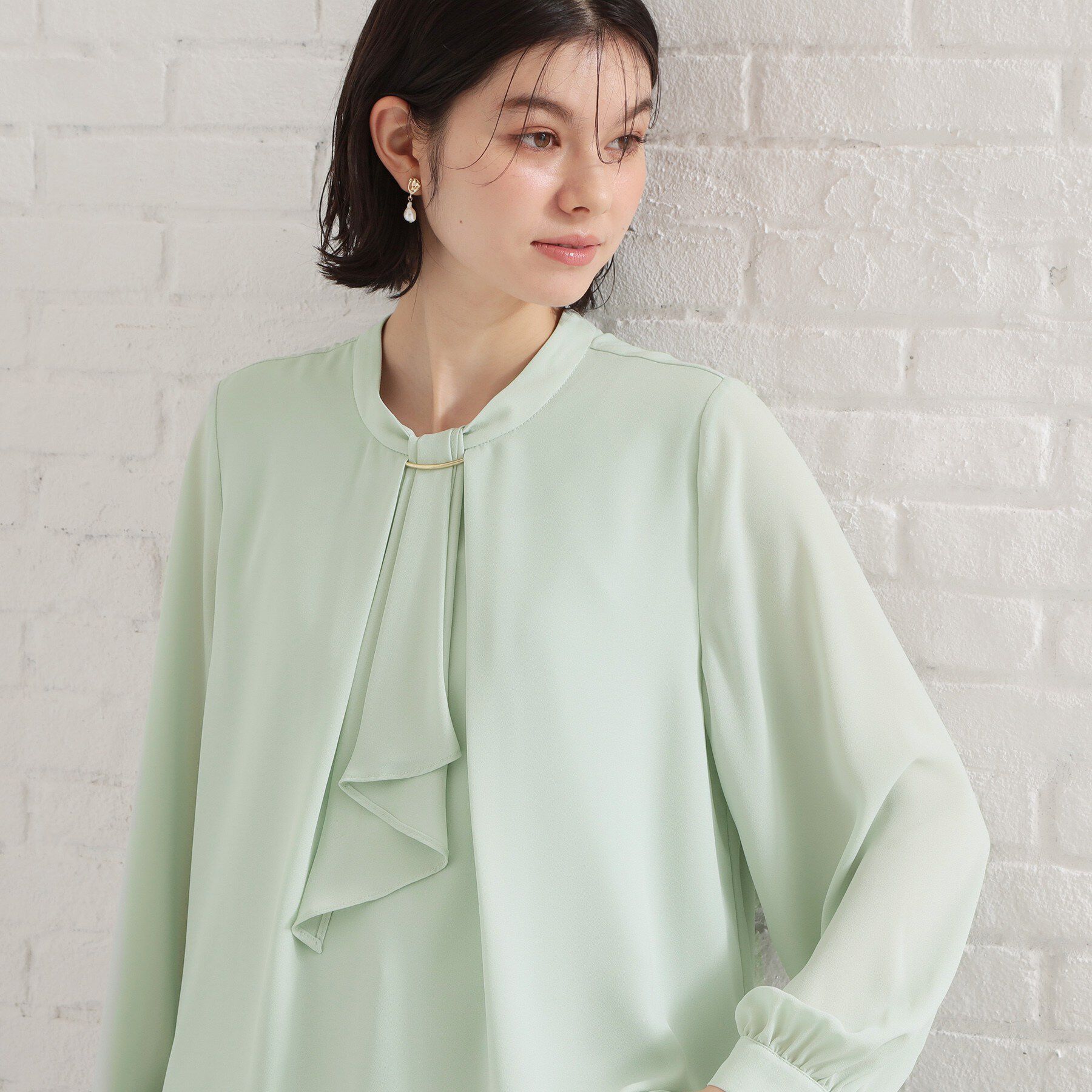 THE SHOP TK「バー付きラッフルタイブラウス」|シャツ・ブラウス|