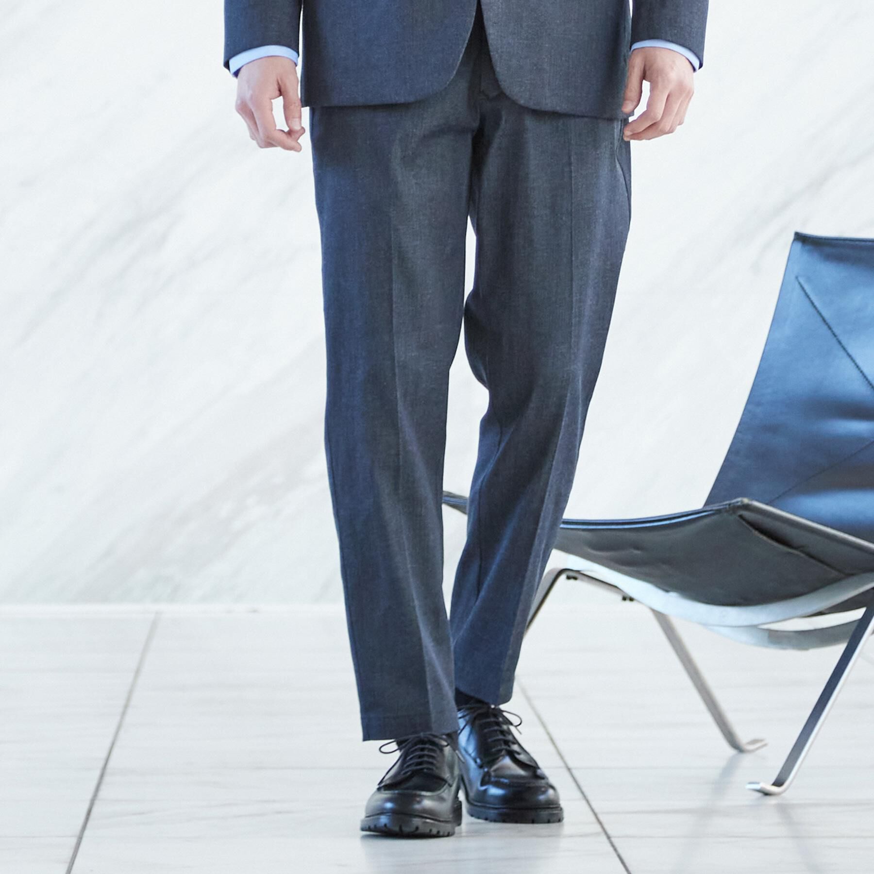 THE SHOP TK「ライトエバーデニム スラックス 洗濯機OK/ストレッチ/セットアップ可」|デニム|ネイビー(094)