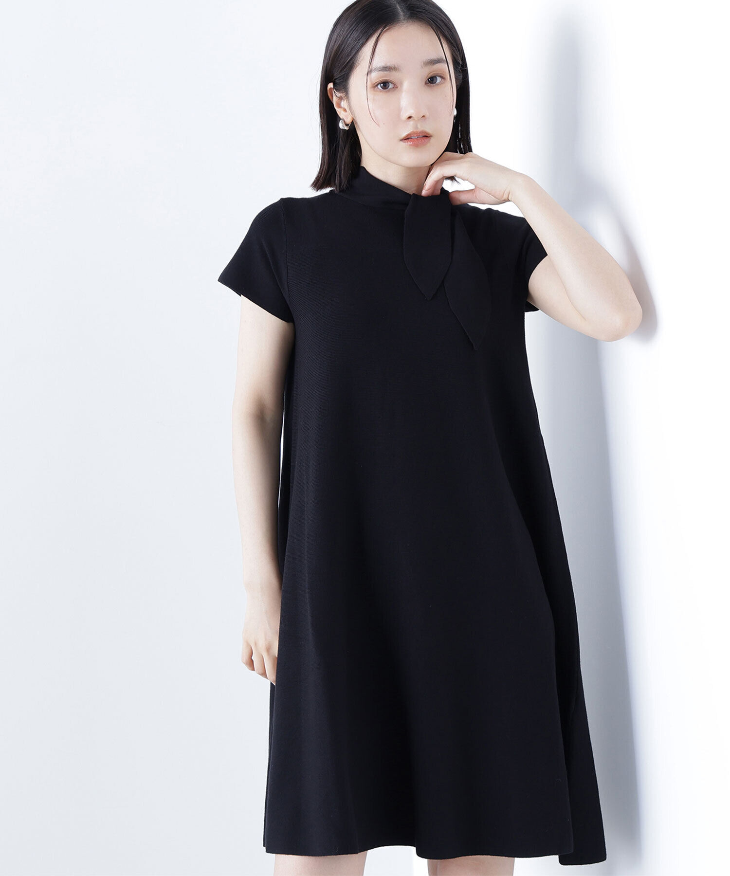  「ボウタイミニニットワンピース」|ワンピース|