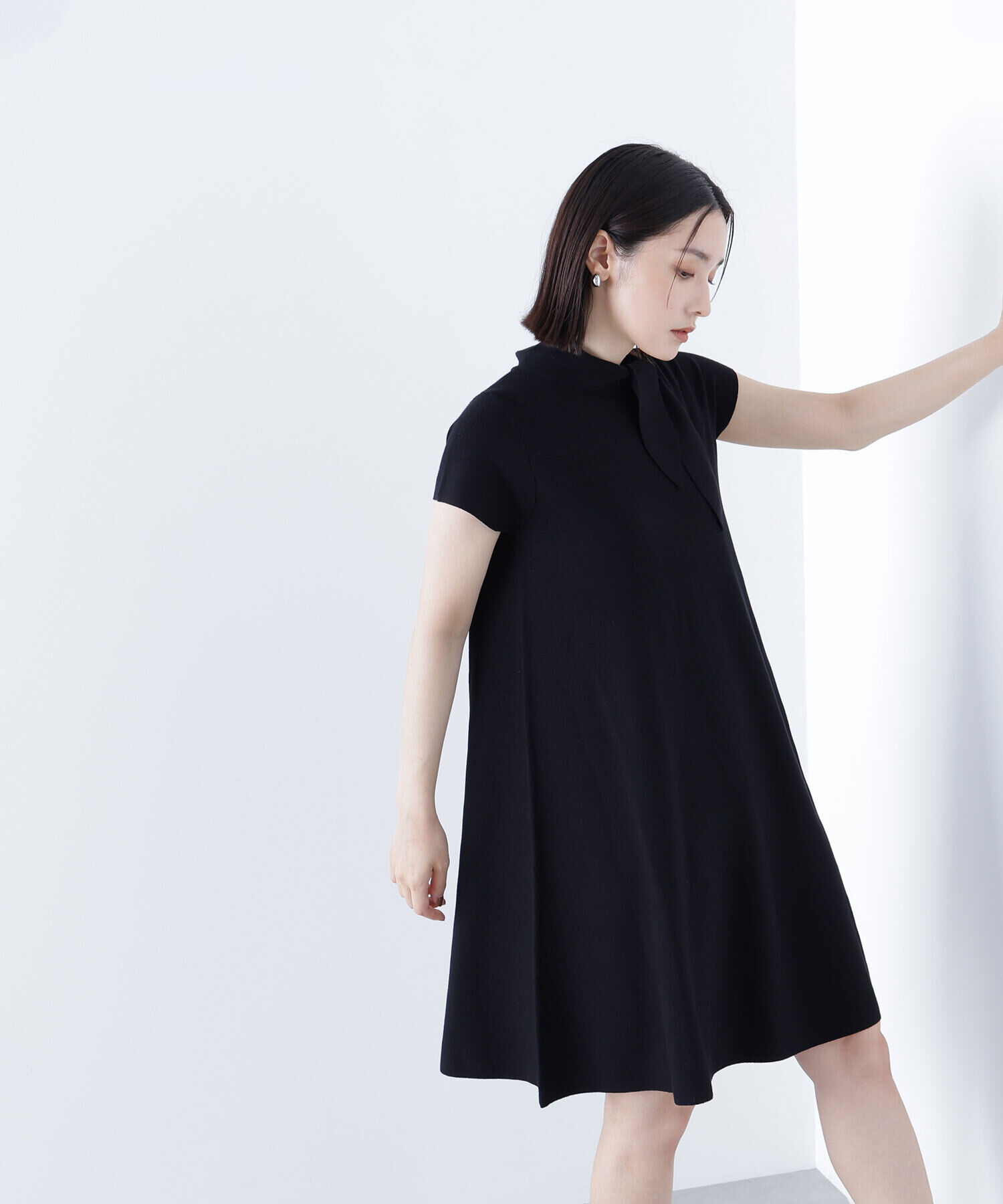  「ボウタイミニニットワンピース」|ワンピース|