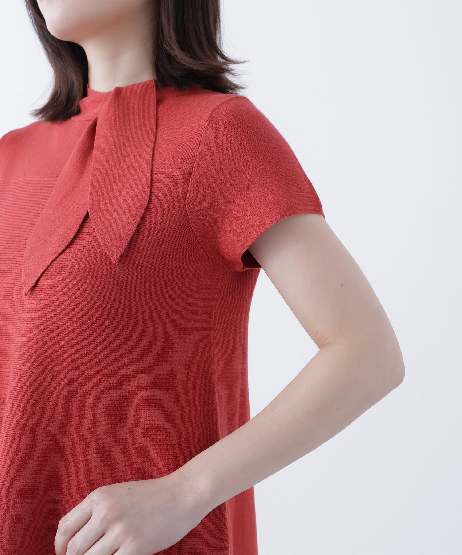  「ボウタイミニニットワンピース」|ワンピース|