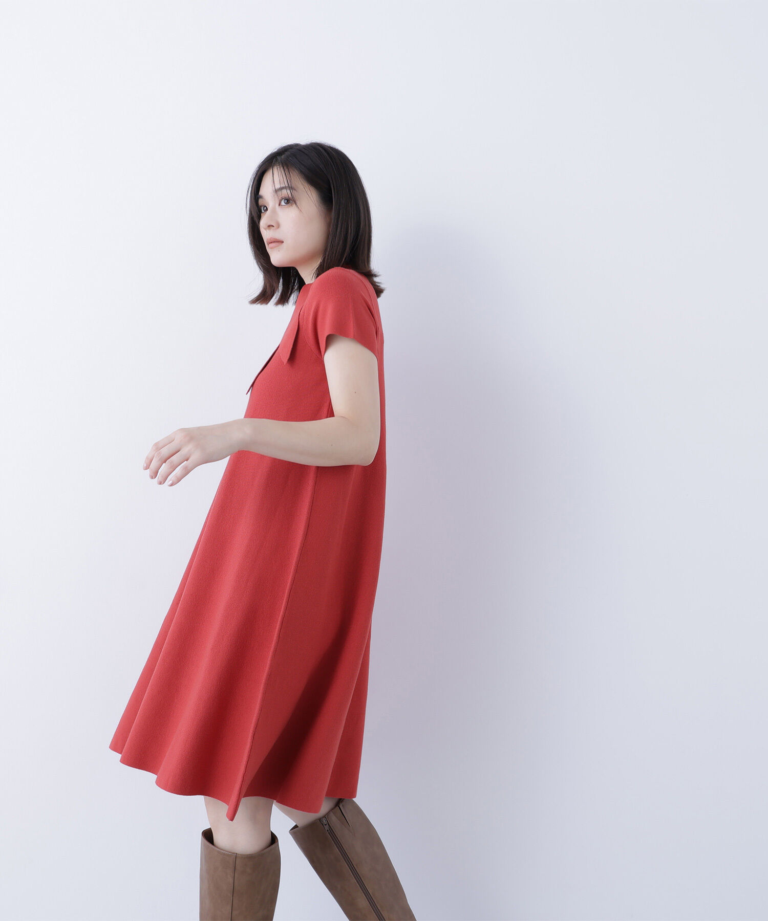  「ボウタイミニニットワンピース」|ワンピース|