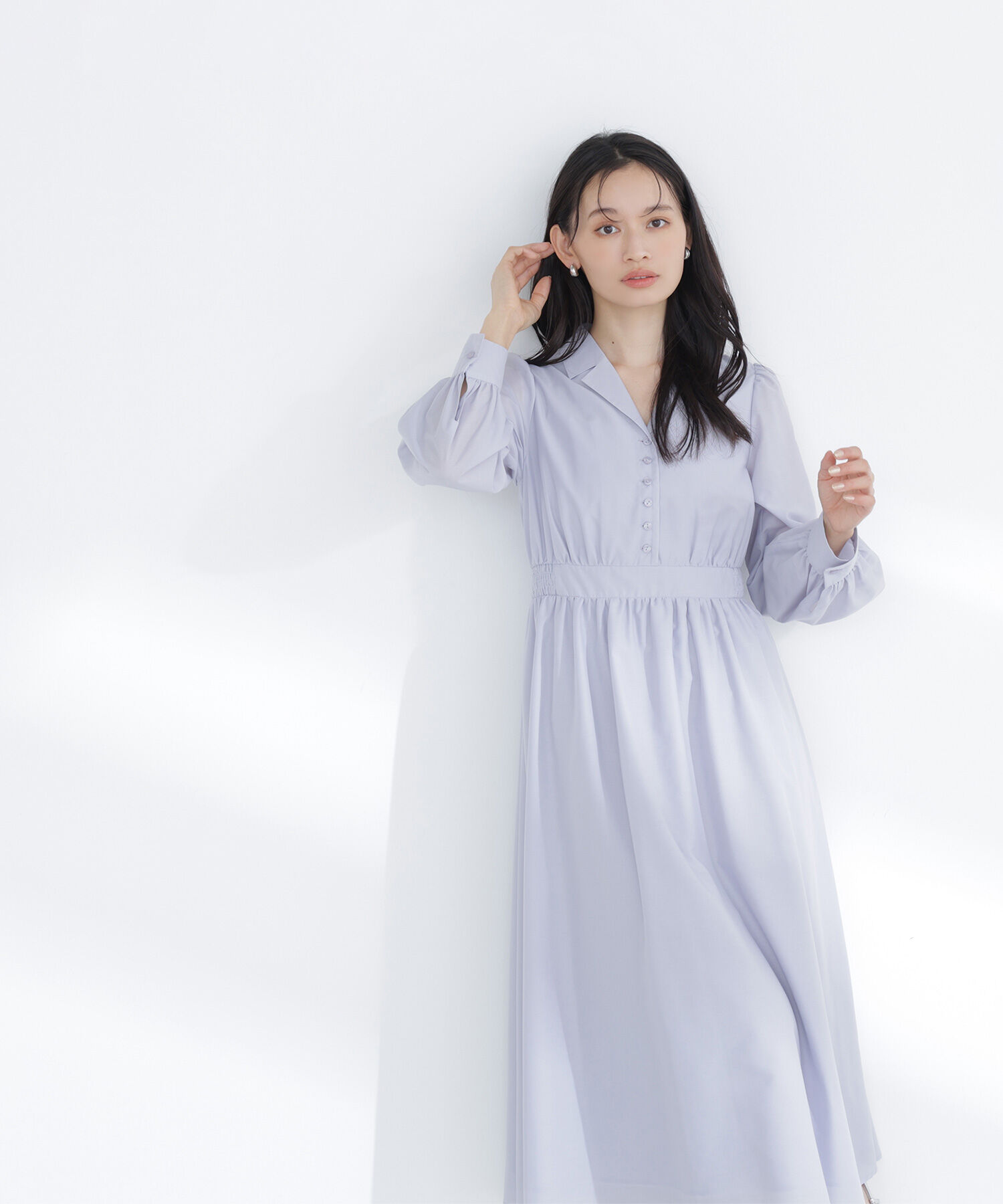  「フロントボタン開襟ワンピース」|ワンピース|