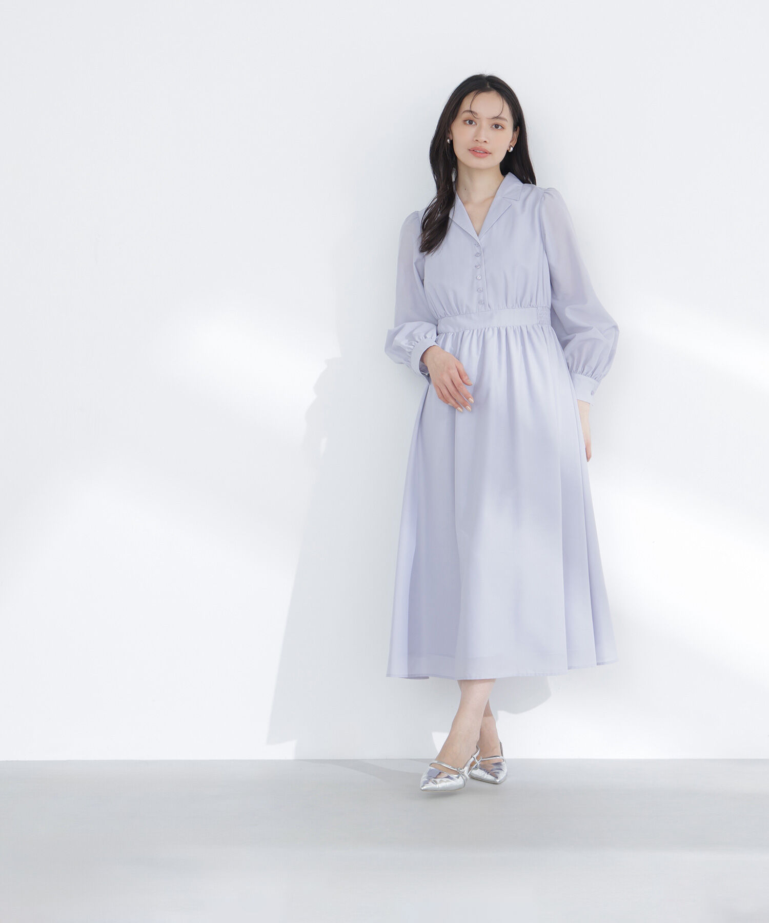  「フロントボタン開襟ワンピース」|ワンピース|