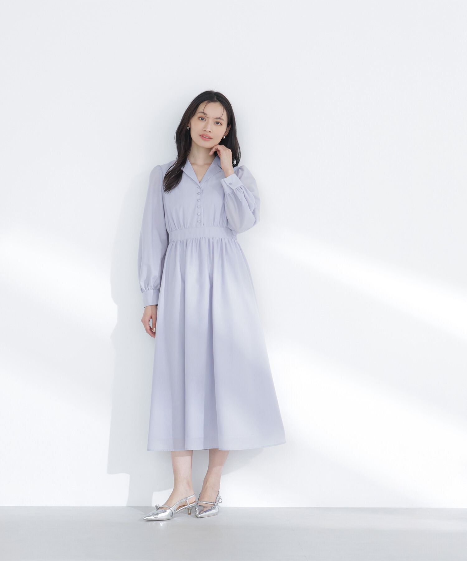  「フロントボタン開襟ワンピース」|ワンピース|