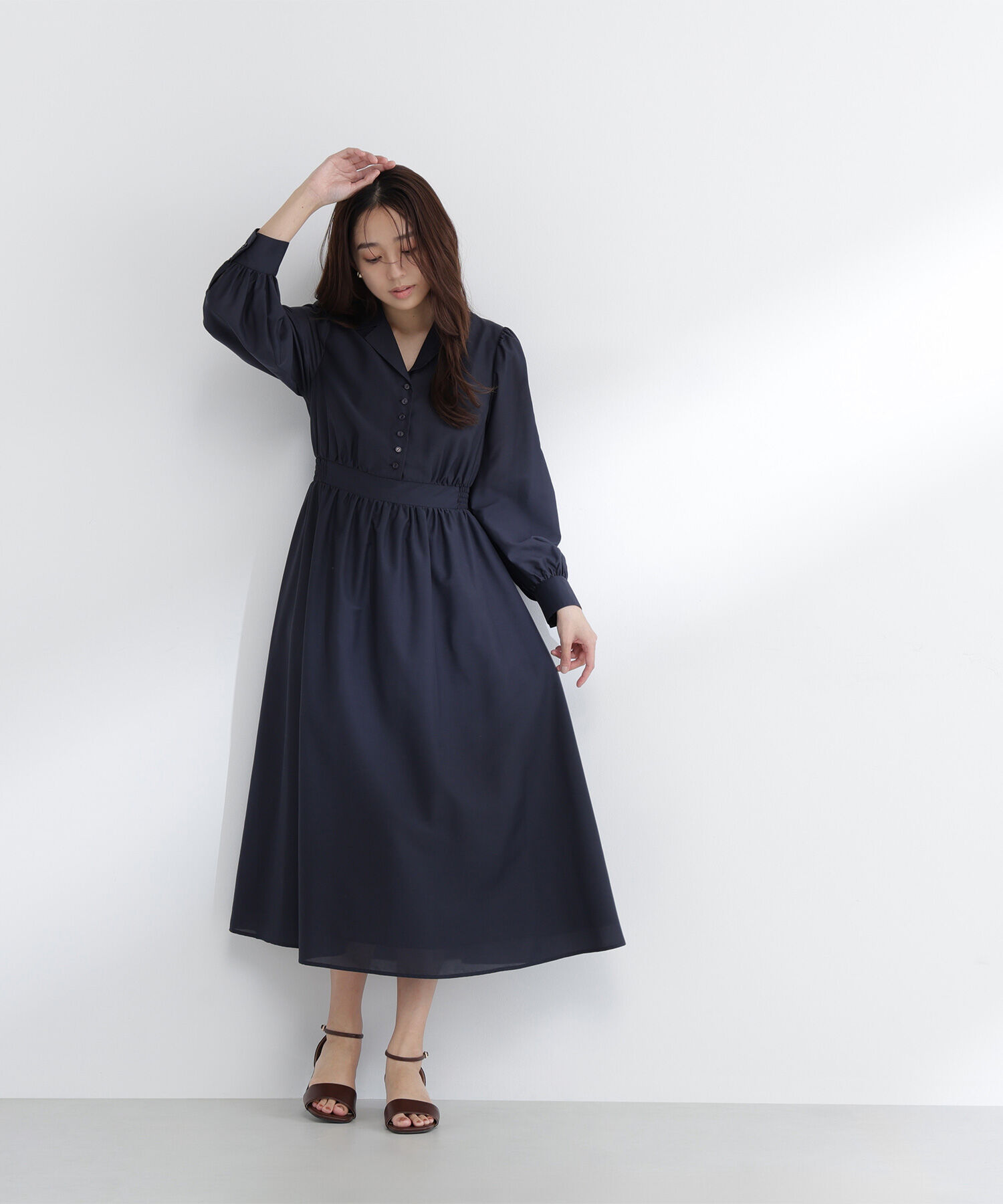  「フロントボタン開襟ワンピース」|ワンピース|