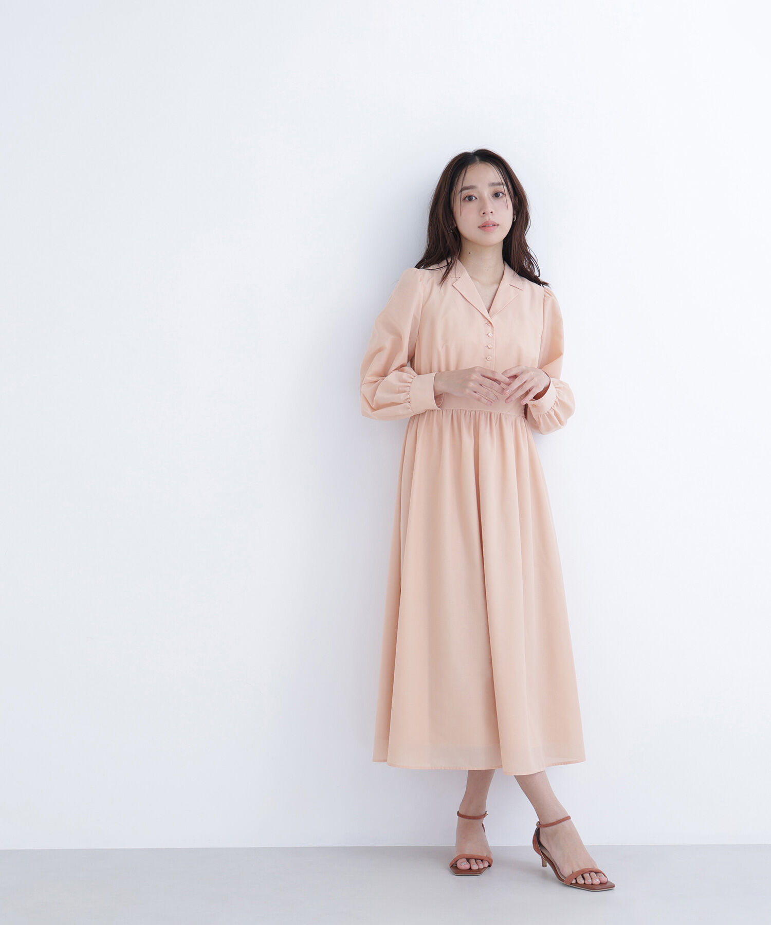  「フロントボタン開襟ワンピース」|ワンピース|