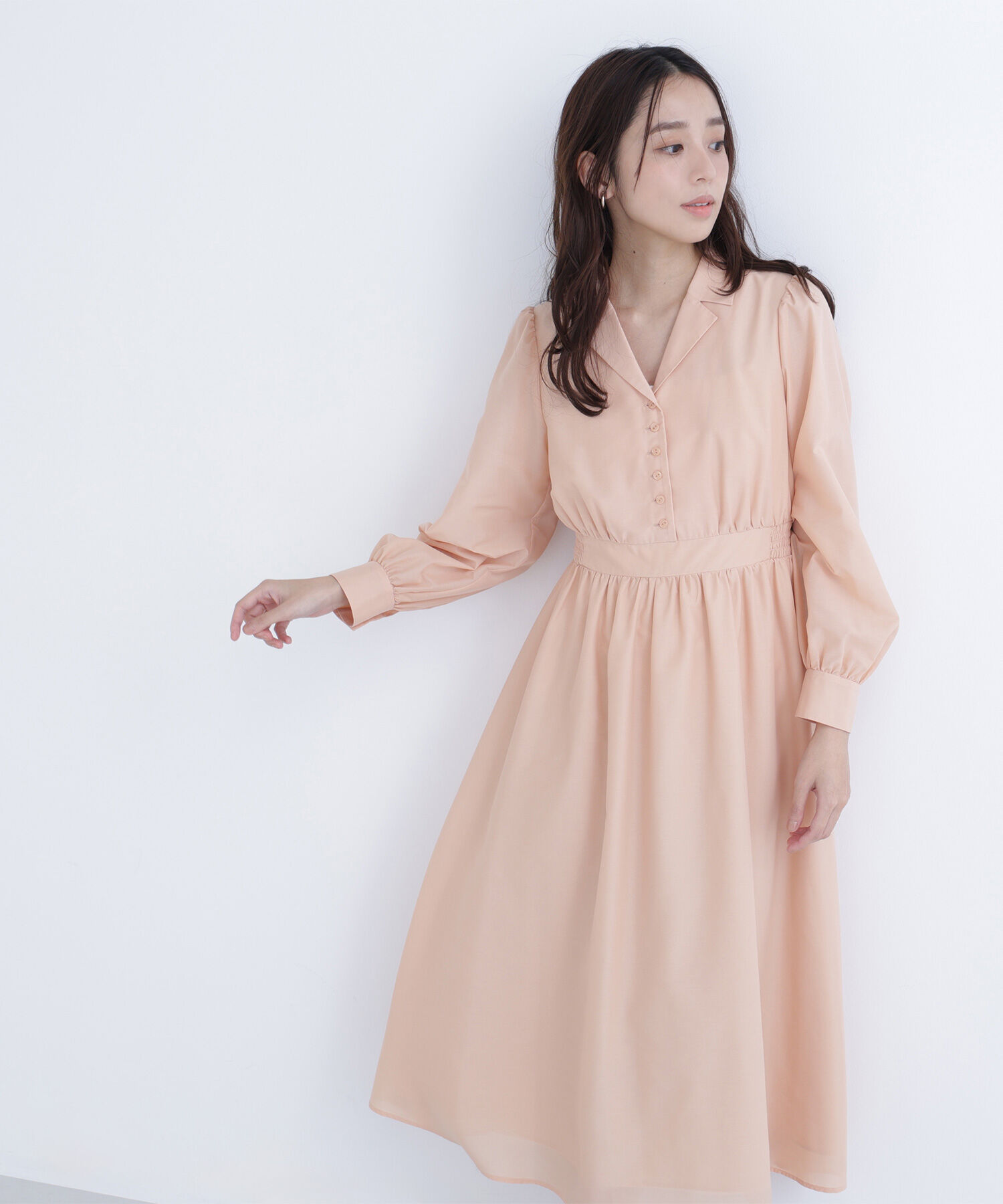  「フロントボタン開襟ワンピース」|ワンピース|