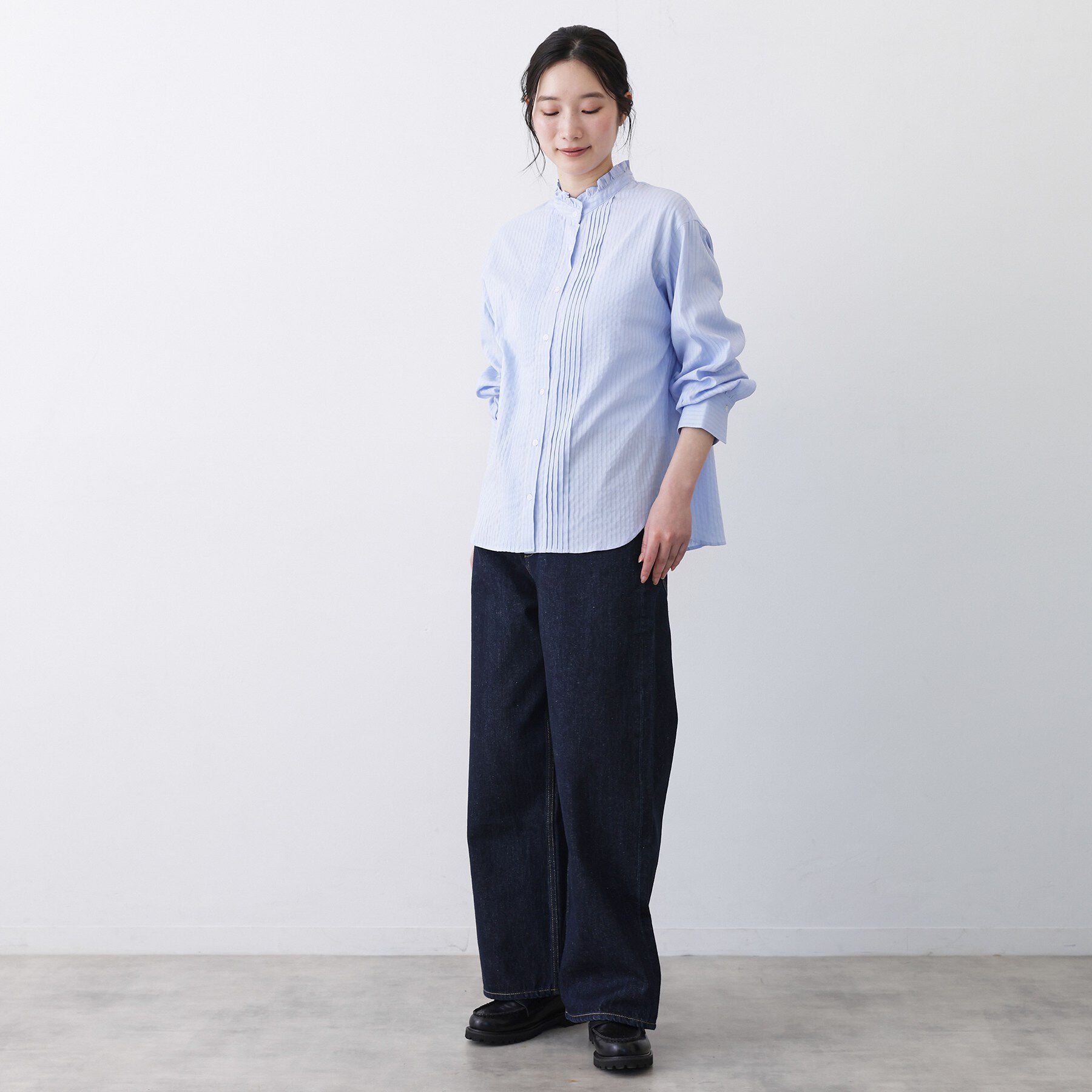 Dessin「【洗える】フリルネックタックブラウス」|シャツ・ブラウス|