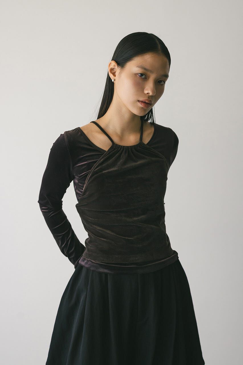 STYLEMIXER「2ピースホルターベロアトップ」|Tシャツ・カットソー|