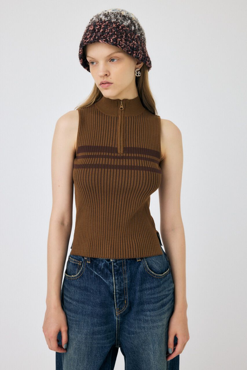 MOUSSY「MOCK NECK ハーフジップトップス」|タンクトップ|