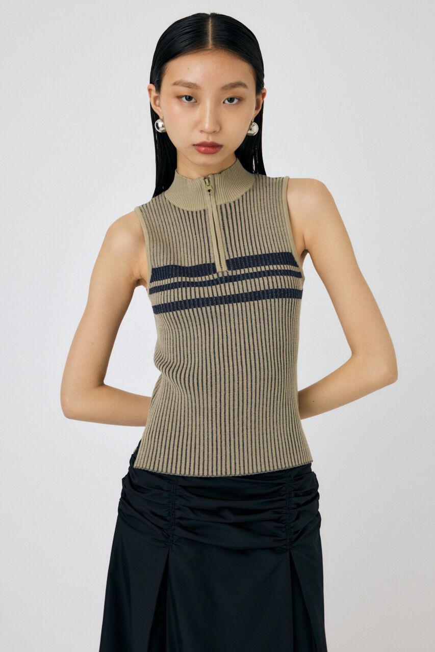 MOUSSY「MOCK NECK ハーフジップトップス」|タンクトップ|