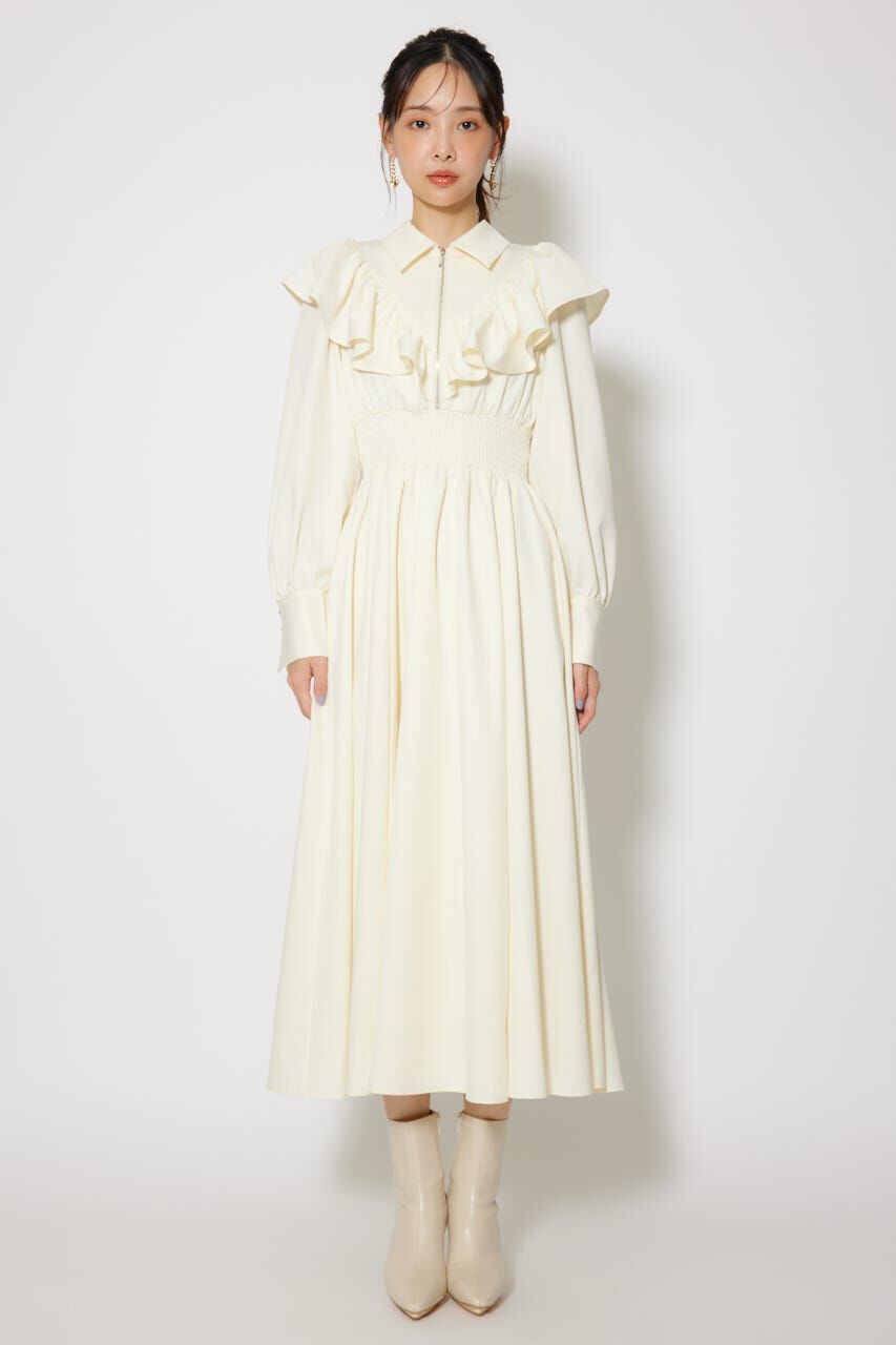 rienda「フロントZIPフリルシャツワンピース」|ワンピース|