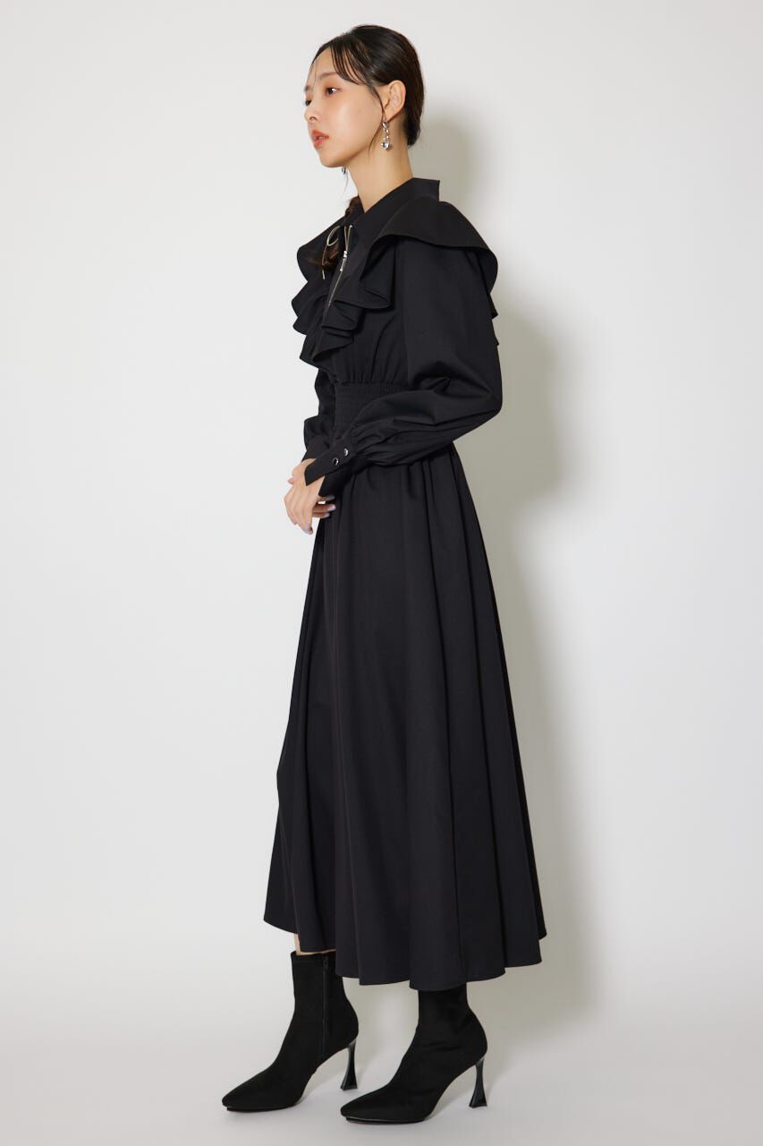 rienda「フロントZIPフリルシャツワンピース」|ワンピース|