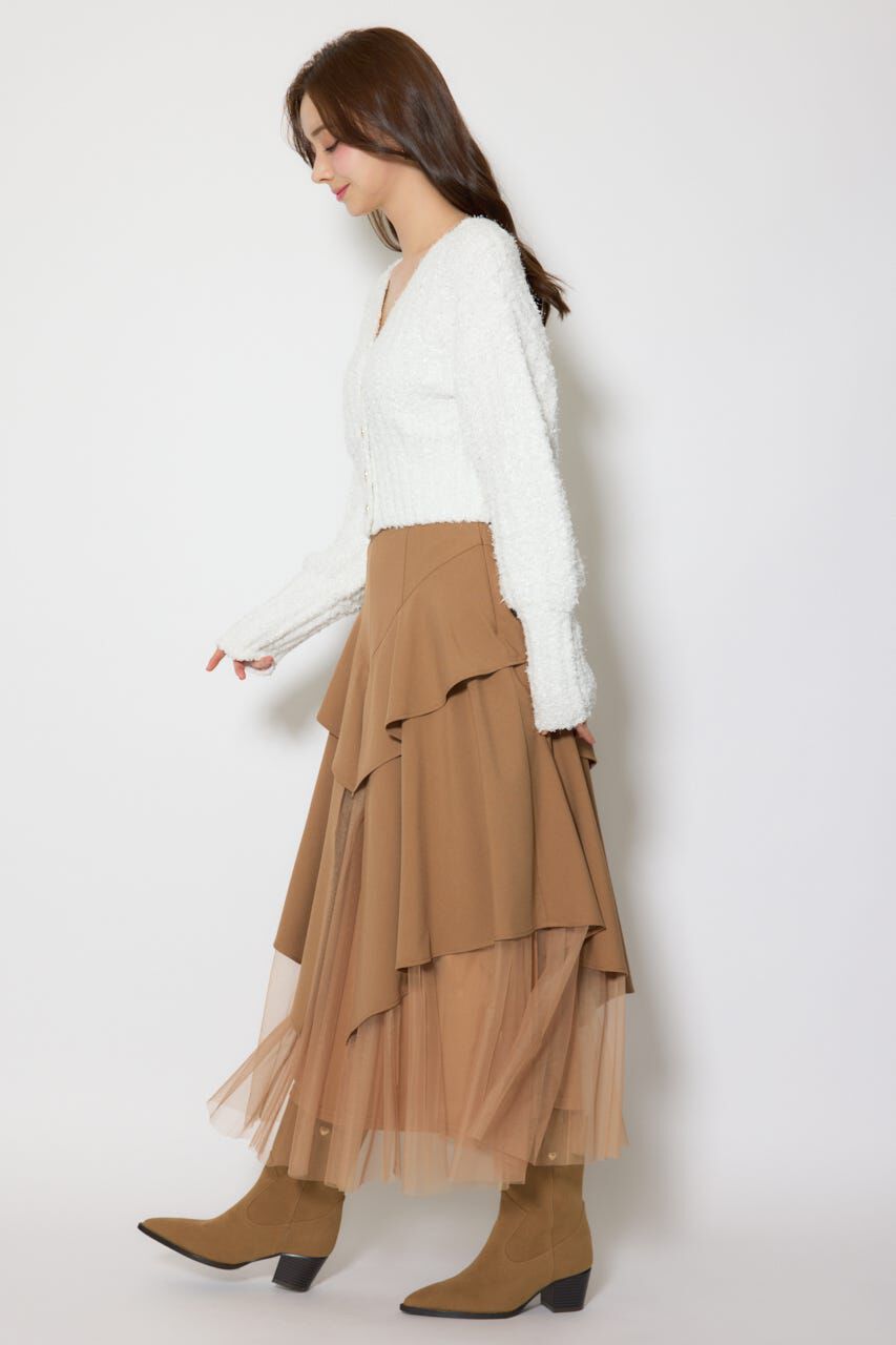 rienda「デザインボタンオフショルニットカーディガントップス」|ニット・セーター|