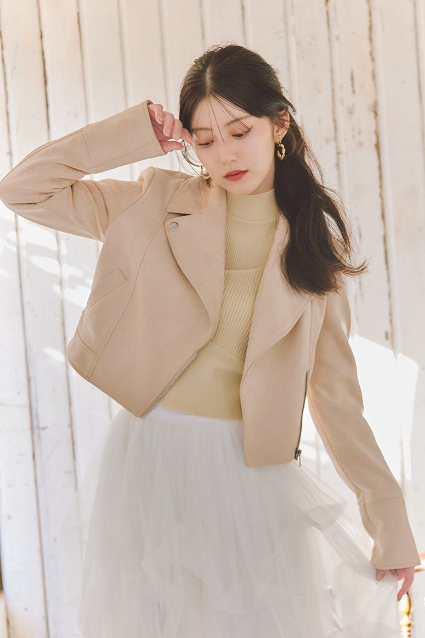 rienda「26SSフェイクスエードライダースジャケット」|その他|BEG